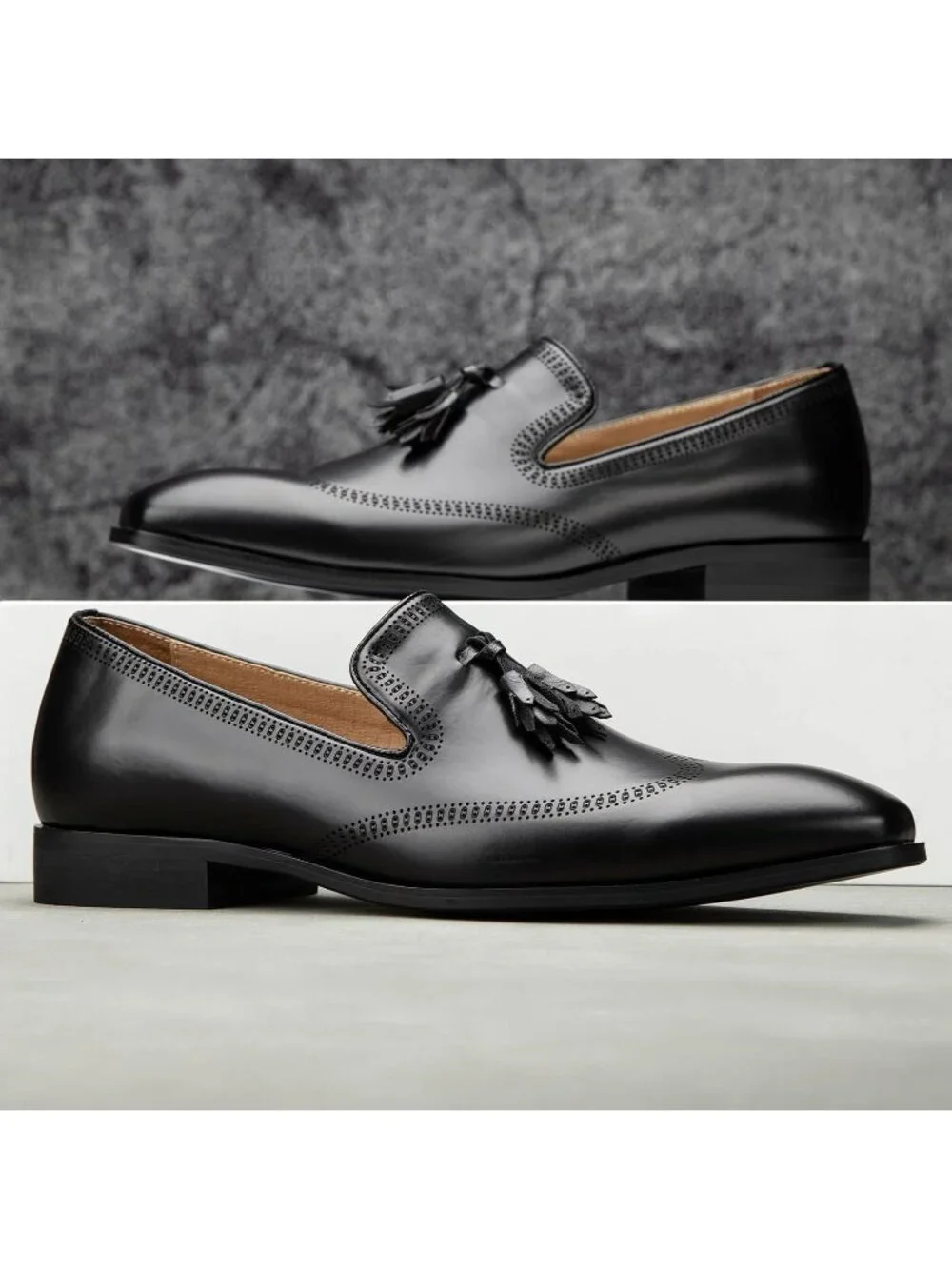 Men's Black Classic Luxury Stylish Fashion Rubber Slip On Loafers Dress Shoes